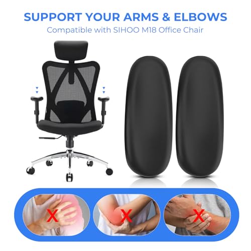 SINOLUXE Armrest Pads Replacement for Sihoo M18 Chair -Ergonomic Chair armrest Parts, arm Pads caps for SIHOO M18 Chair,Black