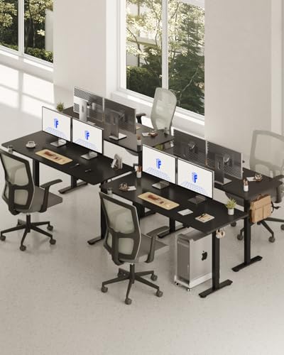 FLEXISPOT 71x32 Inch Electric Large Standing Desk for Home & Office, Spacious Splice Board Desk with Cable Management & Organizer, Cup Holder & Hook, Black