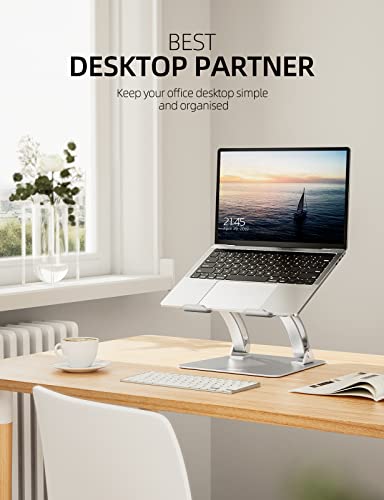 Nulaxy Ergonomic Adjustable Laptop Stand for Desk, Dual Foldable Computer Riser with Advanced Heat-Vent, Heavy-Duty Portable Notebook Holder for Posture Correction, Compatible with Mac 10-17" Laptops