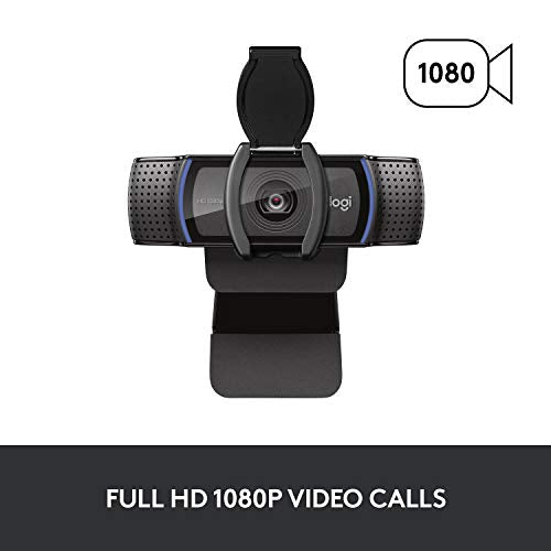 Logitech C920S HD Pro Webcam, Full HD 1080p/30fps Video Calling, Clear Stereo Audio, Light Correction, Privacy Shutter, Works with Skype, Zoom, FaceTime, Hangouts, PC/Mac/Laptop/Tablet/Xbox