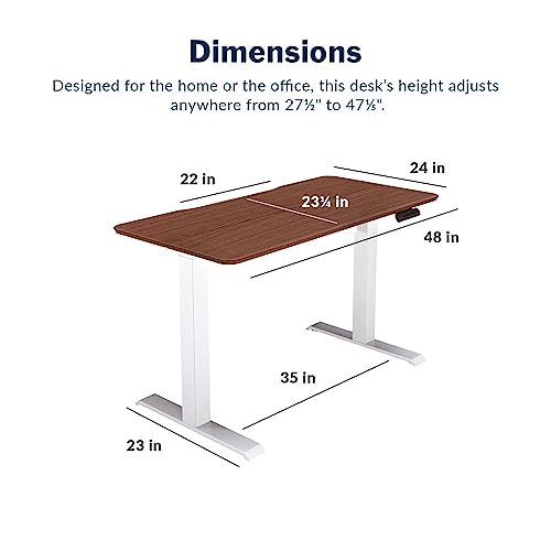 Vari Essential Electric Standing Desk for Home Office – 48x24 Sit-Stand VariDesk, 4 Memory Height Presets, 2-Piece Laminate Wood Top, Sturdy T-Style Legs, Supports 150 Lbs + Easy Assembly (Hazel Wood)