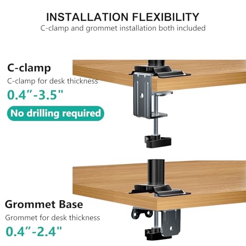 WALI Laptop Desk Mount for 17 inch Notebook, Adjustable Single Monitor Arm with Laptop Holder for 32 inch Screen, Laptops Stand with Ventilated Tray, Up to 22 lbs, (M00LP), Black