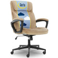 Serta® Hannah Executive Home Office Desk Chair, Ergonomic Mid-Back with Lumbar Support, Firm Seat Cushion, Layered Body Pillows, Padded Armrests, Swivel Base, Easy Assembly, Microfiber, Beige