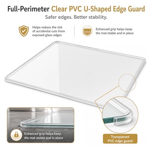 Tcyzest Tempered Glass Chair Mat 48" x 32",1/5" Thick for Office Desk,Rolling Chair Mat for Carpet, Odorless, Easy to Clean with 4 Non-Slip Pads for Carpet & Hardwood Floors