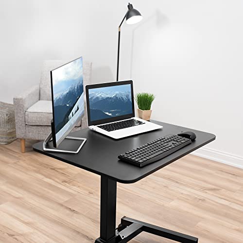 VIVO Mobile 32 inch Sit Stand Laptop Cart, Height Adjustable Rolling Podium, Locking Wheels, Black, CART-V07B