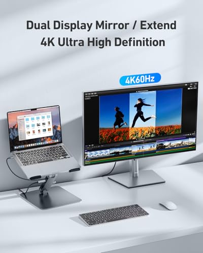 BENFEI Laptop Stand with USB C 7in1 Docking Station,HDMI 4K@60Hz,1*SD 1*Micro SD,100W Power Delivery,10Gbps 1*USB C 3.2 and 2*USB A 3.2 Compatible with MacBook Pro/Air, iPad Pro, XPS, Thinkpad