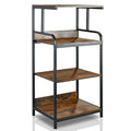 jarrvz 4-Tier Printer Stand with Adjustable Shelves and Wheels, Tall Printer Table with Storage for Home Office, Rolling Printer Cart for Small Spaces, Rustic Brown