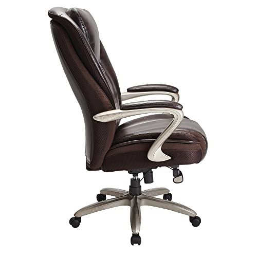 Serta® Smart Layers™ Hensley Big & Tall Ergonomic Bonded Leather High-Back Office Chair, Roasted Chestnut/Satin Nickel