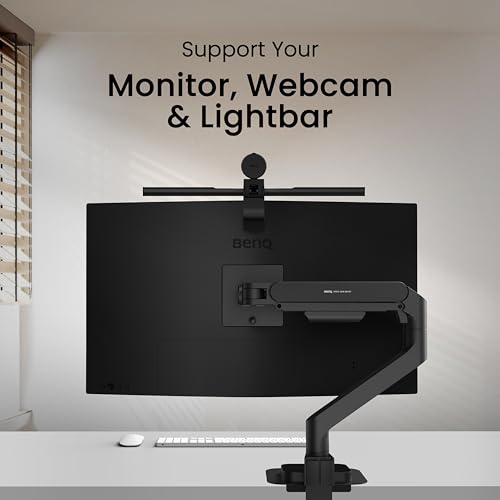BenQ BSH01 Ergo Monitor Arm -Gas Spring Monitor Stand for Up to 45'' & 44lbs Screens, Heavy Duty, Quick Installation, No Sagging, Top Clamp and Grommet Base, Reinforcement Plate, VESA 75x75 &100x100mm