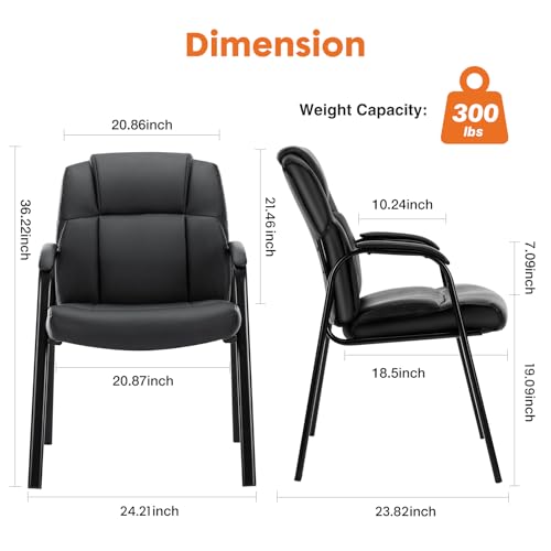 Sweetcrispy Waiting Room Office Guest Chairs Set of 6, PU Leather Big and Tall No Wheels Executive Office Chair with Padded Arms for Reception Conference Room Lobby