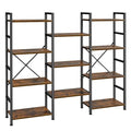 SUPERJARE Triple Bookshelf, Bookcase with 11 Open Display Shelves, Wide Book Shelf Book Case for Home & Office, 4 Tier, Brown,ABC009Z