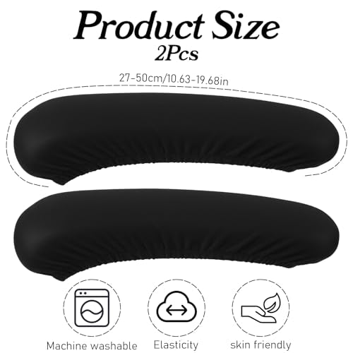 Guduling 2-Pack Arm Rest Pads for Office Chairs,Black Computer Chair Arm Rest Pads,Stretchable & Removable Universal Arms Rests Covers for Office Chair, Gaming & Desk Chairs