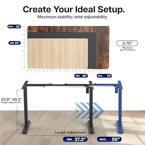 VIVO Electric Stand Up Desk Frame Workstation with Memory Touch Pad, Single Motor Ergonomic Standing Height Adjustable Base, Black, DESK-V102E