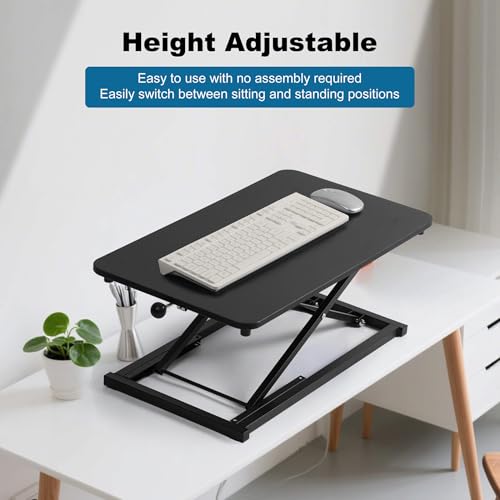 Rxrpexjke Height Adjustable Standing Desk Converter,Keyboard Riser for Stand Up Desk,Computer Keyboard Stand for Desktop,Portable Workstation Table for Home Office Black 23.6 Inch