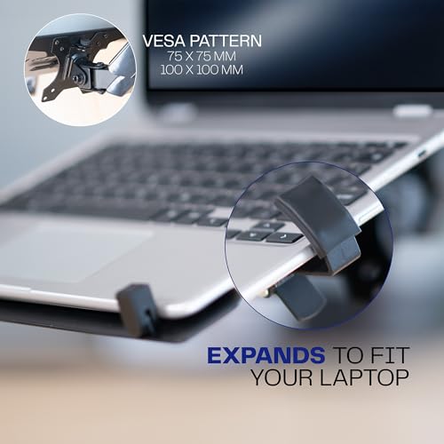 VIVO Universal Adjustable 10 to 15.6 inch Laptop Mount for Desk, Single Tension Arm VESA Notebook Stand with C-clamp and Grommet Options, Black, STAND-V101L