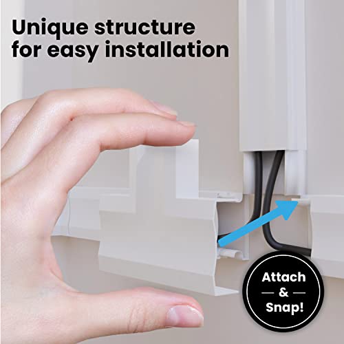 EVEO Cable Hider Wall 306” - Cable Raceway Cord Hider - Wire Covers for Cords on Wall, Cord Cover, Wall Cable Hider, Cable Concealer, Wire Hiders for TV on Wall Management-20X (L16 W0.95 H0.5) - White