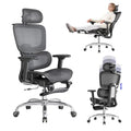 LarkLeaves Office Chair with Footrest, Ergonomic Chair with 3D Headrest, Computer Chair with Adjustable Backrest & 3D Armrest, Gaming Chair with Adaptive Lumbar Support, Mesh Backrest & Cushion, Black