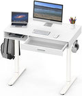 SHW 40-Inch Height Adjustable Claire Electric Standing Desk with Drawer, White