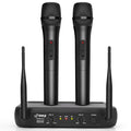 Pyle Channel Microphone System-VHF Fixed Dual Frequency Wireless Set with 2 Handheld Dynamic Transmitter Mics, Receiver Base-for PA, Karaoke, Dj Party (PDWM2135) , Black