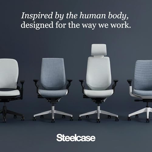 Steelcase Gesture Office Chair - Ergonomic Work Chair with Wheels for Carpet - Comfortable - Intuitive-to-Adjust for Desk - 360-Degree Arms - Graphite Gray Fabric
