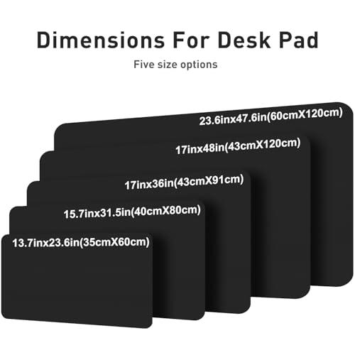 Aothia Leather Desk Pad Protector, Mouse Pad, Office Desk Mat, Non-Slip PU Leather Desk Blotter, Laptop Desk Pad, Waterproof Desk Writing Pad for Office and Home (Black,36" x 17")