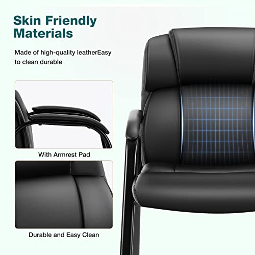 OLIXIS Waiting Room Chairs Set of 4, Leather Office Desk Reception Guest Stationary Side Chair with Padded Arms for Home Conference Lobby Area Meeting Church Medical Clinic Elderly Student