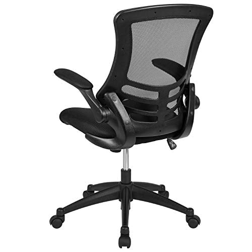 Flash Furniture Kelista Mid-Back Swivel Office Chair with Adjustable Seat Height, Ergonomic Mesh Desk Chair with Flip-Up Armrests, Black