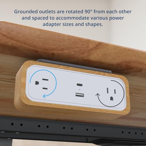 UPLIFT DESK DuoMount Desk Clamp Power Strip – USB-C & USB-A Charging Desk Power Strips with 10ft Cord, Edge Mount Hub for Home Office and Gaming Accessories (White, Beech Wood)