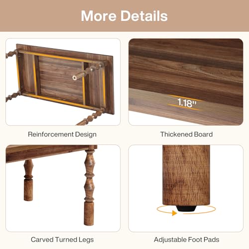 Tribesigns Large Executive Office Desk, 62.2-Inch Farmhouse Modern Computer Desk, Mid Century Study Writing Table Workstations Business Office Furniture with Carved Turned Legs (Walnut)