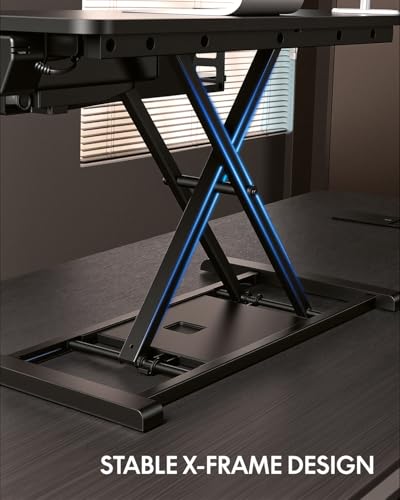 FLEXISPOT 35″ Electric Standing Desk Converter – Motorized Height Adjustable Sit Stand Riser, Fits Dual Monitors & Laptop, Wide Keyboard Tray, Smooth Quiet Lift, Home Office & Workstation Upgrade