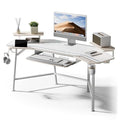 EUREKA ERGONOMIC Aero 72 Inch Gaming Desk with Keyboard Tray, Large Computer Desk Led Lights, Wing-Shaped Monitor Stand Dual Headphone Hanger Cup Holder for Studio,Streamer,Live,Maple