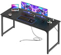 PRAISUN 63 X 24 Inch Office Computer Desk with Power Outlets and USB-C Port, Larger and Longer Gaming Desk, for Home Office, Study, Writing Work from Home Table, Metal Frame, Black