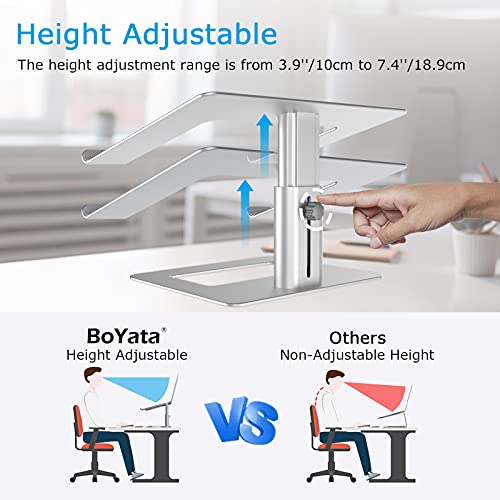 BoYata Laptop Stand, Ergonomic Aluminum Height Adjustable Computer Stand Laptop Holder for Desk, Compatible with MacBook Pro/Air, Dell, Lenovo, HP, Samsung, More Laptops 11-17"