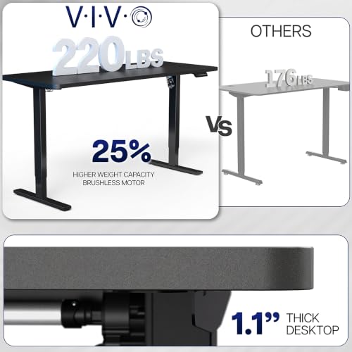 VIVO Electric 60 x 30 in Standing Adjustable Gaming Desk with Hidden Cable Trays, Full-Size Mouse Pad, Holds 220 lbs, Black Top Black Frame, DESK-KIT-1B6-P3B
