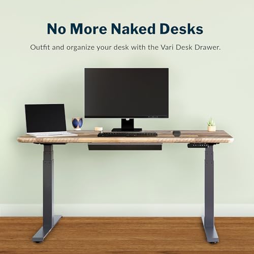Vari Steel Under Desk Drawer - Slim Undermount Storage Organizer- Standing Desks Attachment- Versatile Placement Options, Efficient Workspace- Office Desk Accessory- (20.25" x 9.5" x 1.75")