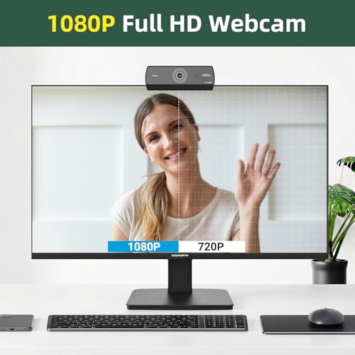 Xweiryn Webcam for PC, HD 1080P USB Plug-and-Play Computer Web Camera, High Definition Webcam for Desktop Laptop, Ideal for Online Class, Video Conference, Live Streaming & Gaming