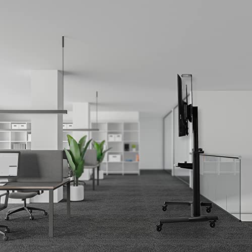 VIVO Aluminum Mobile TV Cart for 32 to 100 inch Screens up to 220 lbs, LCD LED OLED 4K Smart Flat and Curved Panels, Heavy Duty Stand, Shelf, Wheels, Max VESA 1000x600, Black, STAND-TV22B