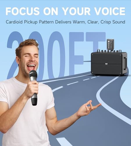 Wireless Microphones, Wireless Microphone with One-To-One Chip Connection, Volume Control, 200-Foot Receiving Distance, All-Metal Tube Microphone, Suitable for Video Recording, Family Gatherings