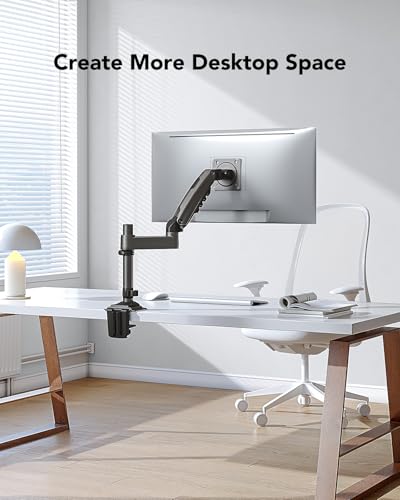 HUANUO Single Monitor Arm, Adjustable Desk Mount for 13-34 inch Screens, Holds 19.8lbs, 22.44 inch Max Height, Full Motion Swivel Gaming Monitor Stand with VESA 75x75mm and 100x100mm Compatibility