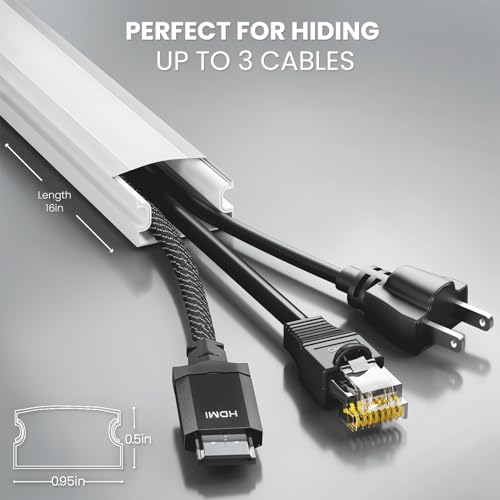 EVEO Cable Hider Wall 306” - Cable Raceway Cord Hider - Wire Covers for Cords on Wall, Cord Cover, Wall Cable Hider, Cable Concealer, Wire Hiders for TV on Wall Management-20X (L16 W0.95 H0.5) - White