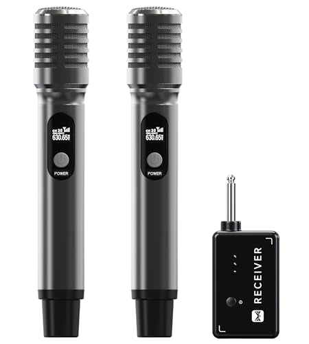Wireless Microphones, Wireless Microphone with One-to-One Chip Connection, 40H Rechargeable Battery, 200FT Range, Plug and Play, Ergonomic Design,Less Latency Microphone for Singing Video Recording