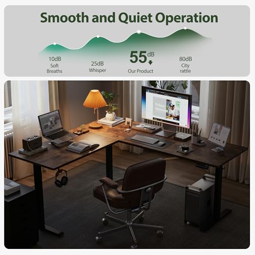 Agilestic L Shaped Standing Desk 63 x 55 inch Adjustable Height, Electric Corner Standing Desk, Sit Stand Computer Table with Splice Board, Rustic Brown