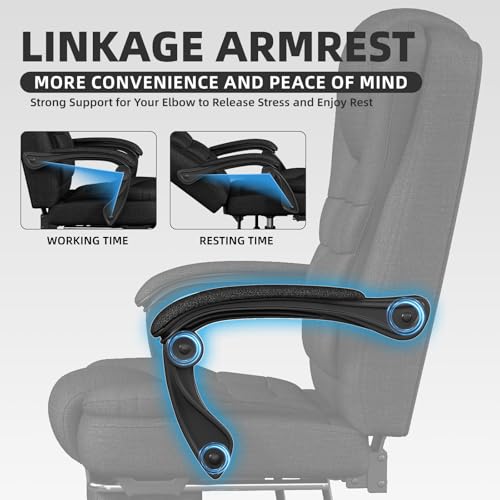 Office Chair, Fabric Gaming Chair with Footrest, Executive Comfortable Computer Desk Chairs, 360° Swivel Base & Height Adjustable Reclining Ergonomic Task Chair for Adults, Gamer Chair & Silla Gamer
