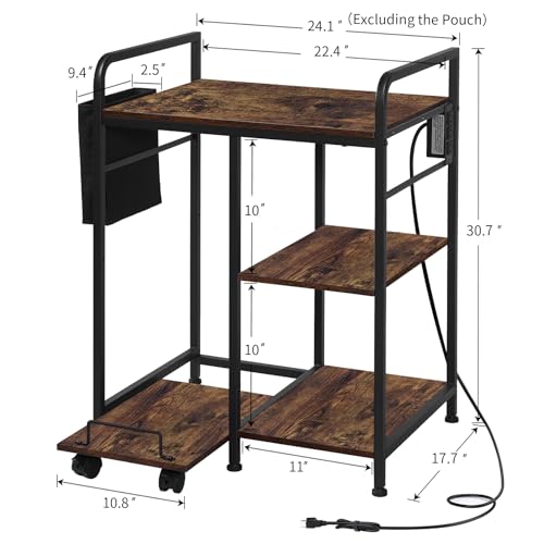 Sedegn Large Printer Stand with Power: 3-Outlet Charging Station