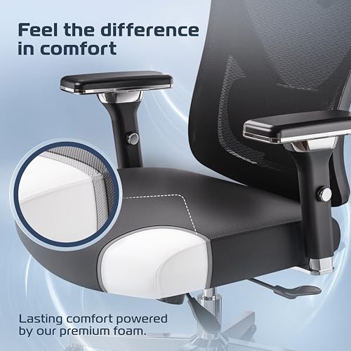 CLOUVOU CleverSeat Ergonomic Office Chair Comfy [#1 in Tests] Ergonomic Chair with Breathable Mesh Back | Computer Chair with wheels | Home Office Desk Chair with 3D Headrest | Swivel Chair for 330lbs