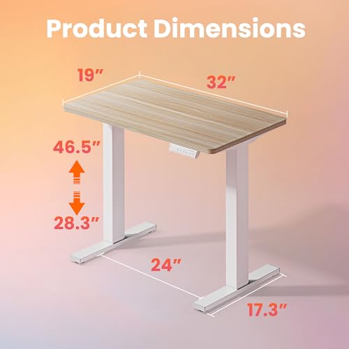 HUANUO 32" Small Electric Standing Desk & Ergonomic Office Chair