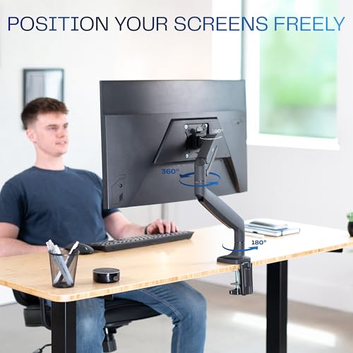 VIVO Premium Aluminum Height Adjustable Single Monitor Articulating Desk Mount Stand w/Gas Spring Arm Fits up to 32" Screen (STAND-V001Q)