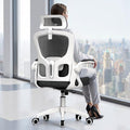 Ergonomic Office Chair, High Back Desk Chair with Flip-up Arms, 300 LBS Mesh Computer Chair with Adjustable Headrest & Lumbar Support, Comfy Gaming Chair for Adults, Home Office Desk Chairs (White)