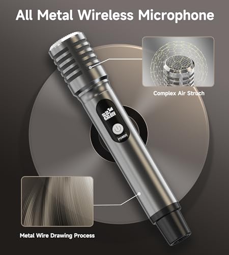 Wireless Microphones, Wireless Microphone with One-to-One Chip Connection, 40H Rechargeable Battery, 200FT Range, Plug and Play, Ergonomic Design,Less Latency Microphone for Singing Video Recording