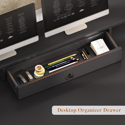 SEDETA Farmhouse 63" Executive Desk, Home Office Desk with File Drawer and Monitor Stand, Computer Desk with Drawers and Storage Cabinet, Wood Desk for Work Study Writing, White